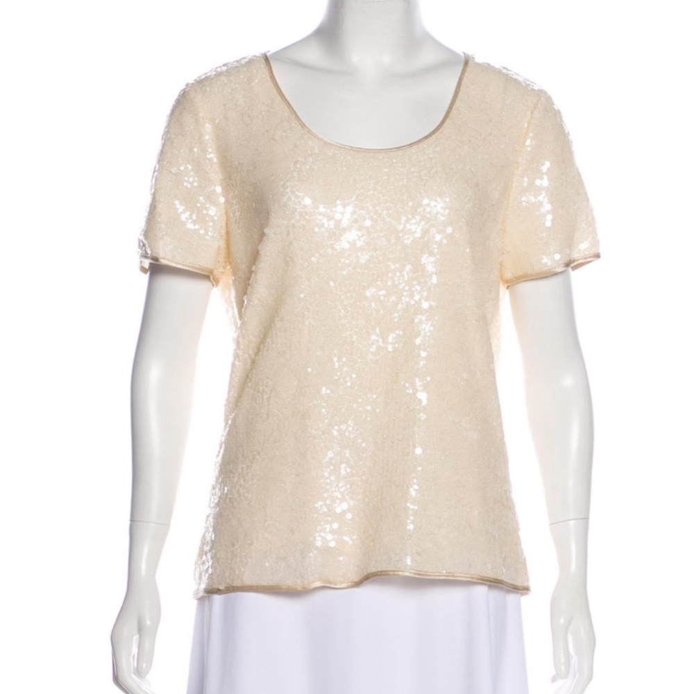 MAGASCHONI Short Sleeve Sequin Embellish Top